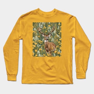 Nebraskan White Tailed Deer Surrounded By Goldenrod 2 Long Sleeve T-Shirt